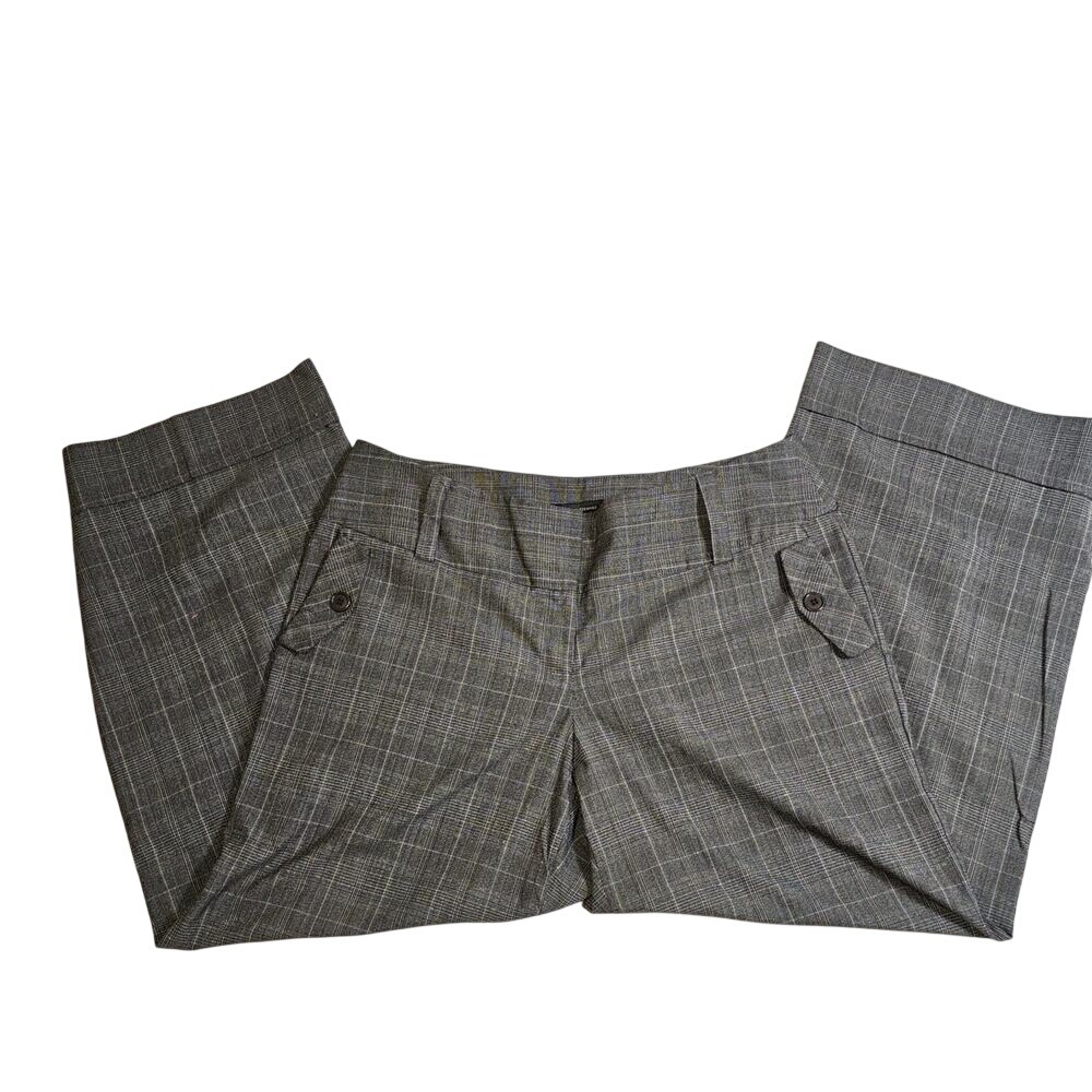 Ashley Stewart Grey Plaid Wide Leg Trouser Pants Wide Waistband Size 18W - Picture 2 of 10